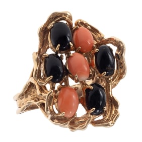 Coral, 14k Yellow Gold Ring