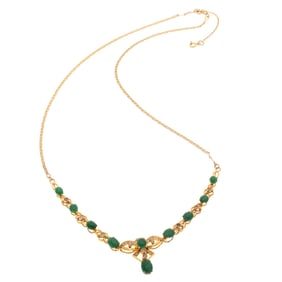 Jade, Diamond, 14k Yellow Gold Necklace