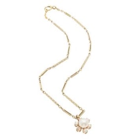 Diamond, Cultured Pearl, 14k Necklace