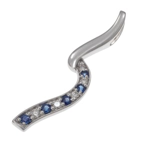 Diamond, Sapphire, 14k White Gold Pendant