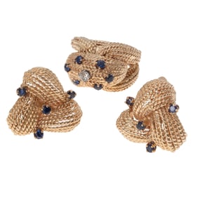 Vintage Diamond, Sapphire, 14k, Jewelry Suite
