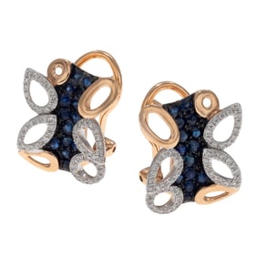 Pair of Diamond, Sapphire, 14k Butterfly Earrings