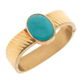 Turquoise, 14k Yellow Gold Bracelet