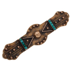 Victorian Turquoise, 14k Rose Gold Bar Pin