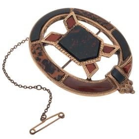 Victorian Agate, 9k Rose Gold Brooch