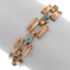 Retro Zircon, 10k Rose Gold Bracelet