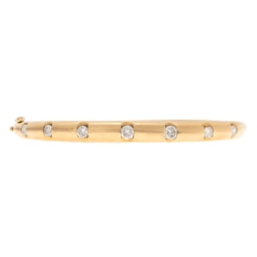 Diamond, 14k Yellow Gold Bangle Bracelet