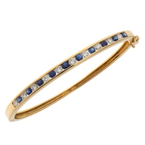 Diamond, Sapphire, 18k Yellow Gold Bracelet
