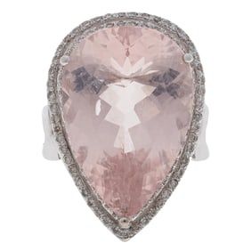 Morganite, Diamond, 18k White Gold Ring