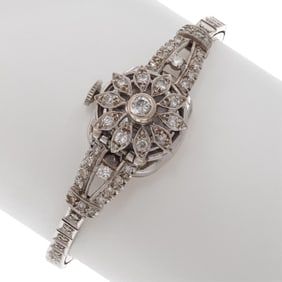 Ladies Lucerne Diamond, 14k White Gold Covered Watch