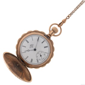 Elgin Gold-Filled Hunting Case Pocket Watch with Chain
