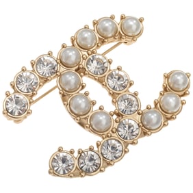 Chanel Rhinestone, Faux Pearl Pin