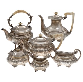 Elkington & Co Rococo Revival. Sterling Silver Tea Set