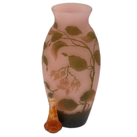 Art Nouveau Cameo Glass Vases, one Galle.