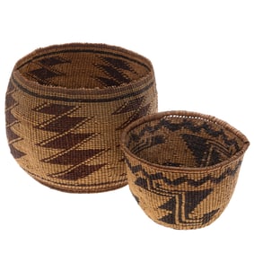 Pitt River Indian Basket and a Second Native American Basket