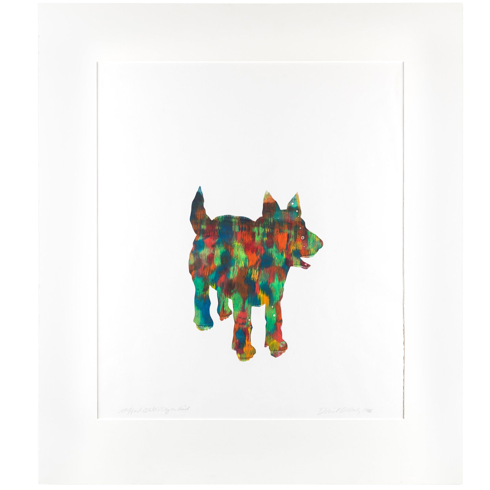 David Gilhooly (American, 1943-2013).: David Gilhooly (American, 1943-2013).Clifford Stills Dog on AcidMonoprintSigned l/rTitled l/l and verso21in. x 25in (53cm. x 63cm)Matted: 30in. x 34in (76cm. x 86cm)