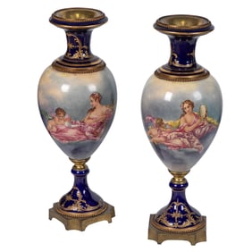 Pair of Paris Porcelain Urns, Camille Bombois (French, 1883-1970)