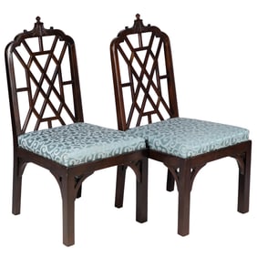 Pair Chinese Chippendale Style Side chairs