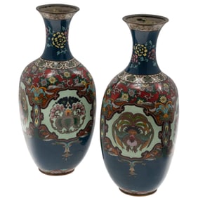 Pair of Japanese Cloisonne Vases