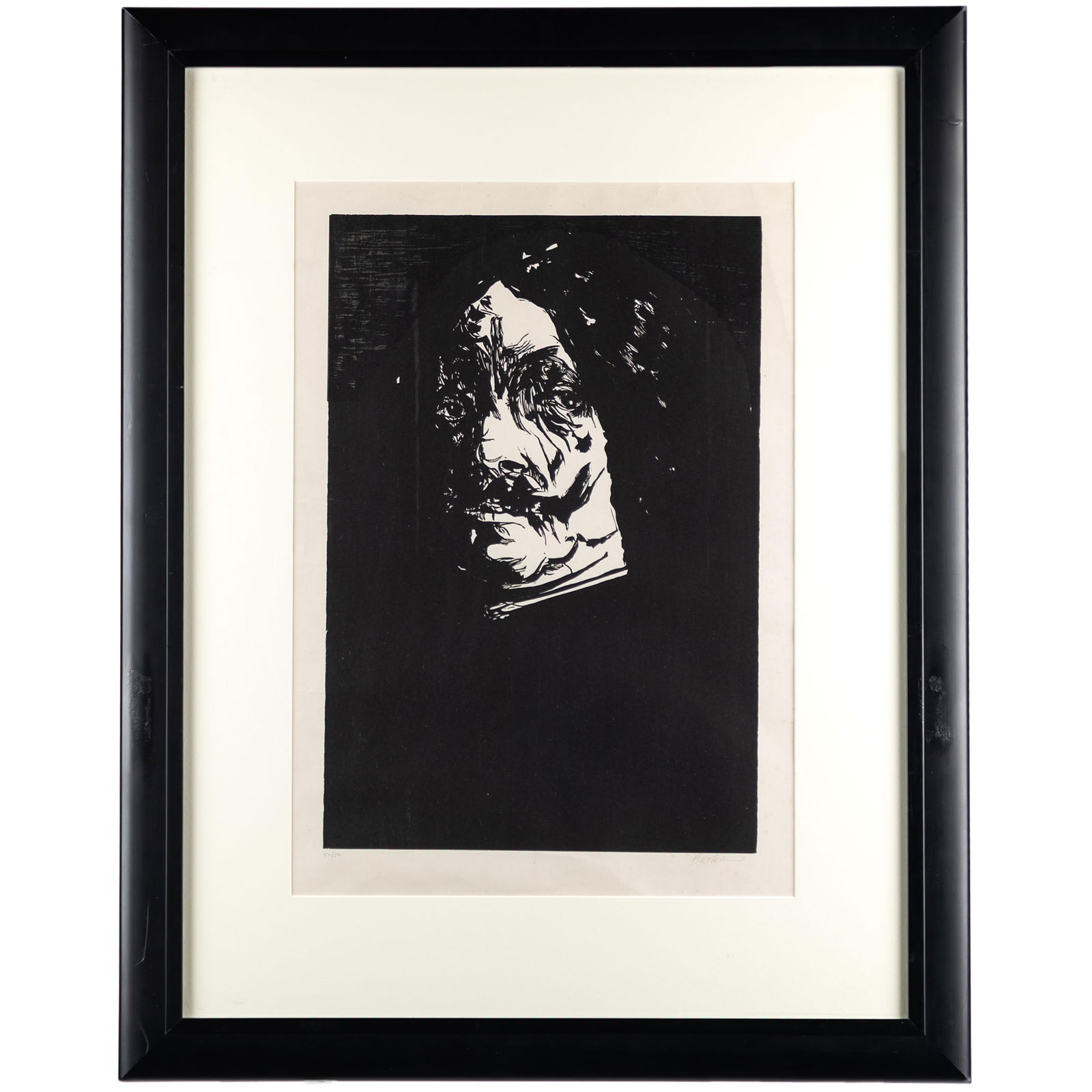 Leonard Baskin (American, 1922 - 2000).: Leonard Baskin (American, 1922 - 2000).Diego Velazquez (F/O'S. 458), circa 1963.Woodcut on wove paper, signed and titled in pencil, numbered 42/50, framed. (not examined out of frame).20 1/8 x 13 5/8i