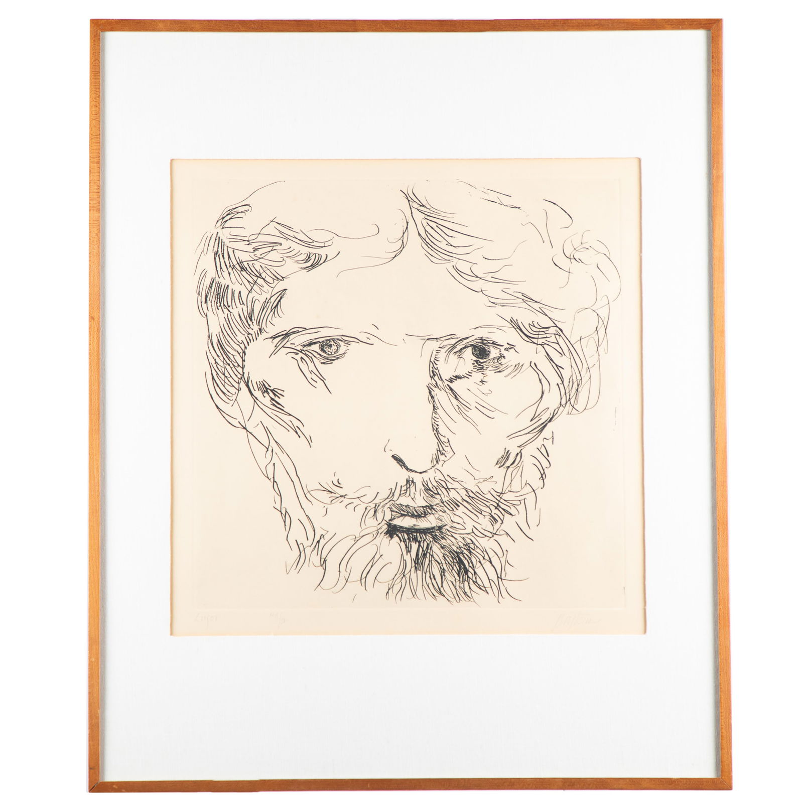 Leonard Baskin (American, 1922 - 2000).: Leonard Baskin (American, 1922 - 2000).James Ensor (F/O'S. 472), 1964.Etching on wove paper, signed and titled in pencil, numbered 49/50, published by Delphic Arts, framed. (not examined out of frame)