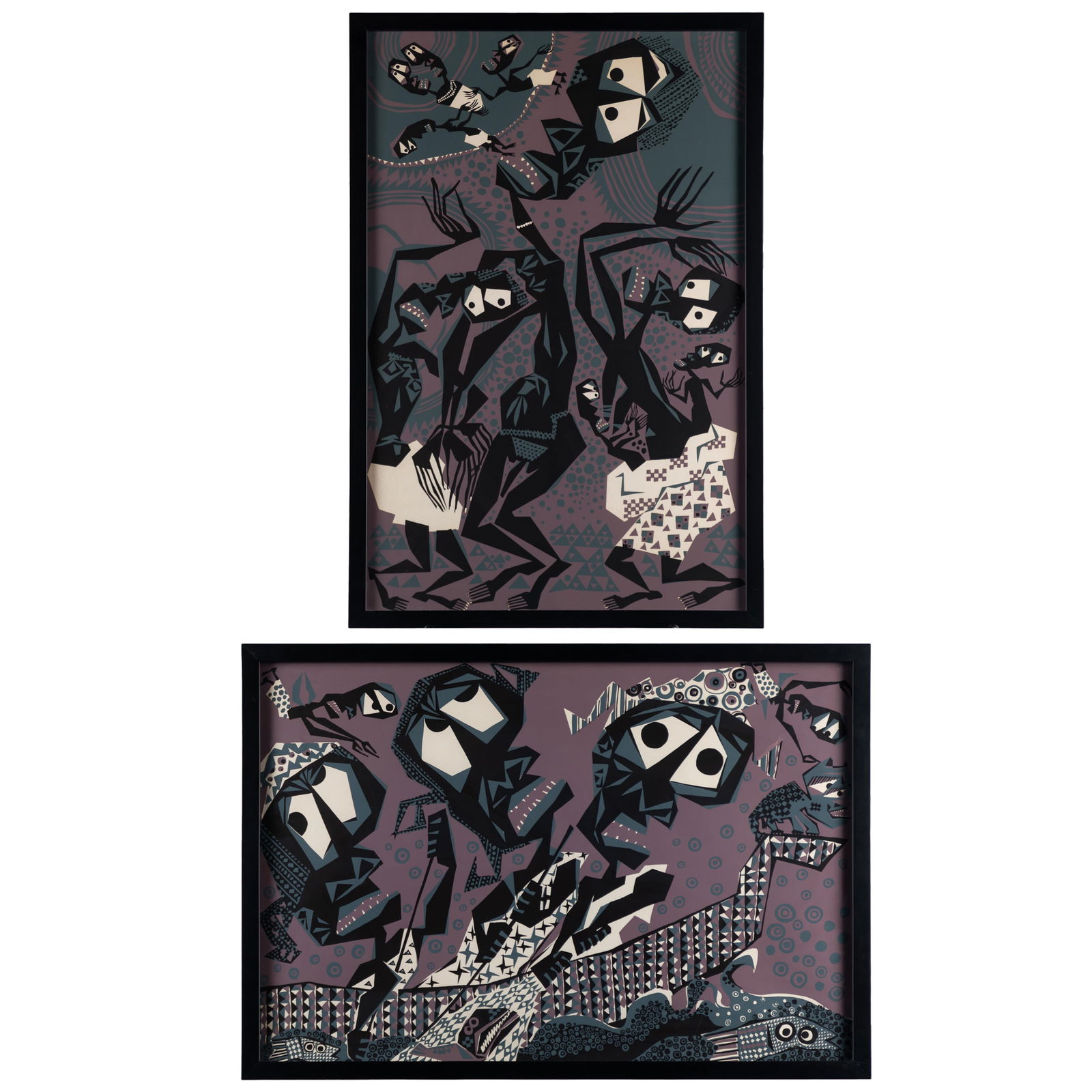 Suzanne Wenger aka Adunni Olorisha, (Austrian/Nigerian, 1915-2009).: Suzanne Wenger aka Adunni Olorisha(Austrian/Nigerian, 1915-2009).A pair of color screenprints, from the Iwin Series.Images based on traditional Nigerian cosmology .29 1/2 x 19 1/2in. (75 x 49.5cm).32