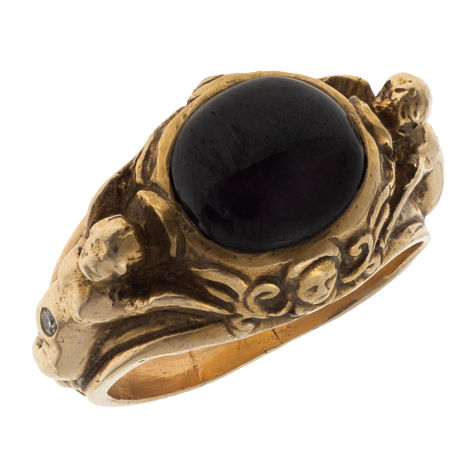 Renaissance Revival Garnet, 14k Yellow Gold Ring (1 of 5)