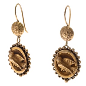 Pair of Victorian 14k Yellow Gold Earrings