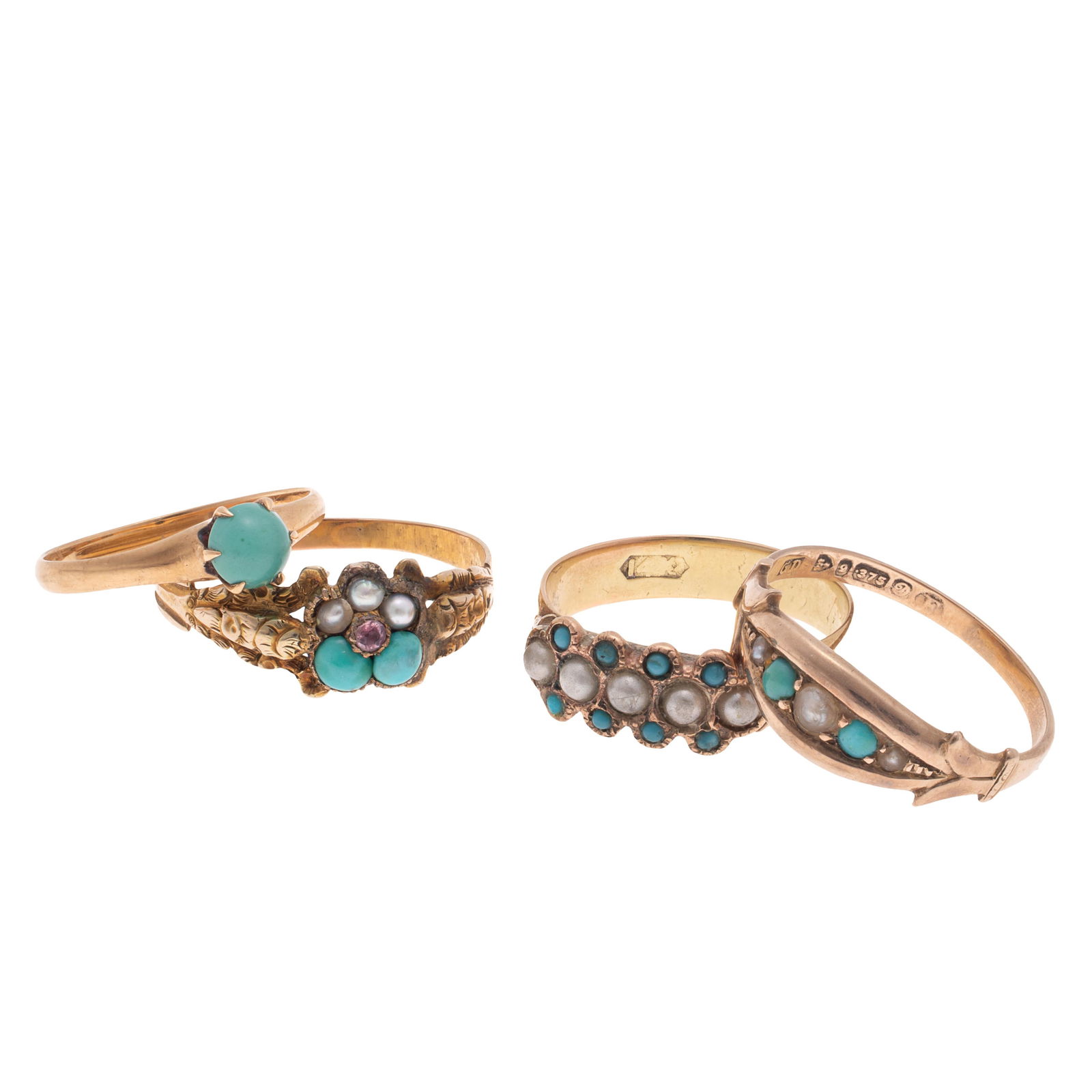 Collection of Four Victorian Yellow Gold Rings (1 of 5)