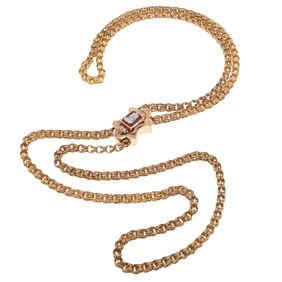 Victorian Hardstone Cameo Slide, 14k Chain