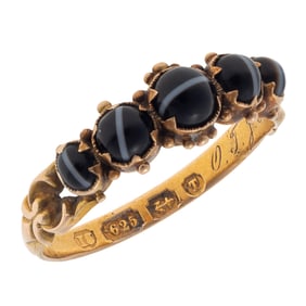 Victorian Banded Agate, 15k Memorial Ring
