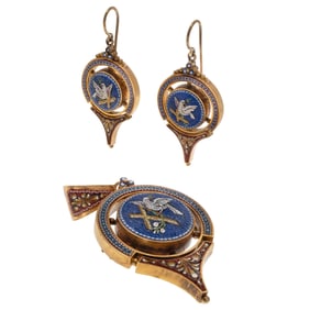 Micro Mosaic 14k Jewelry Suite