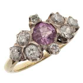 Pink Sapphire, Diamond, 14k, Silver Ring