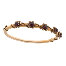 Garnet, 14k Yellow Gold Bracelet