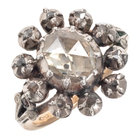 Georgian Diamond, 14k, Silver Ring