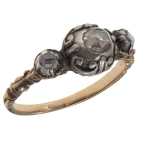 Georgian Diamond, Gold, Silver Ring