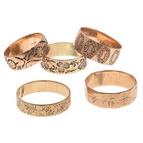 Collection of Five Antique Wedding Bands