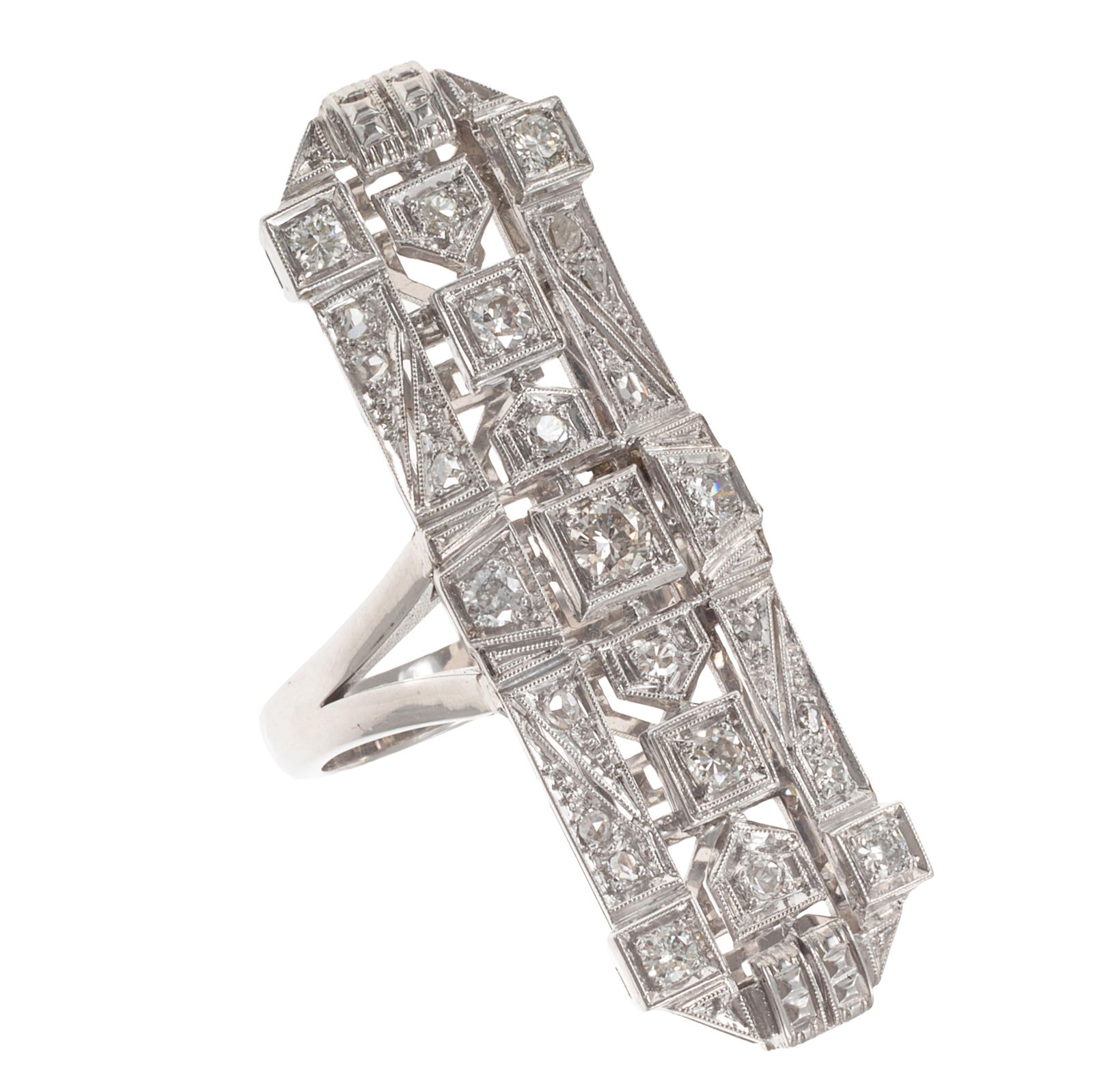 Art Deco Style Diamond, Platinum Ring (1 of 5)