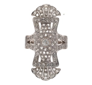 Art Deco Style Diamond, 18k White Gold Ring