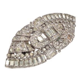Art Deco Clip Mate Rhinestone Duet Brooch