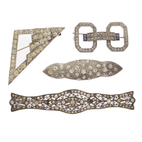 Group of Four Art Deco Rhinestone Pins