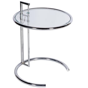 Eileen Gray Style Chrome and Glass Side Table