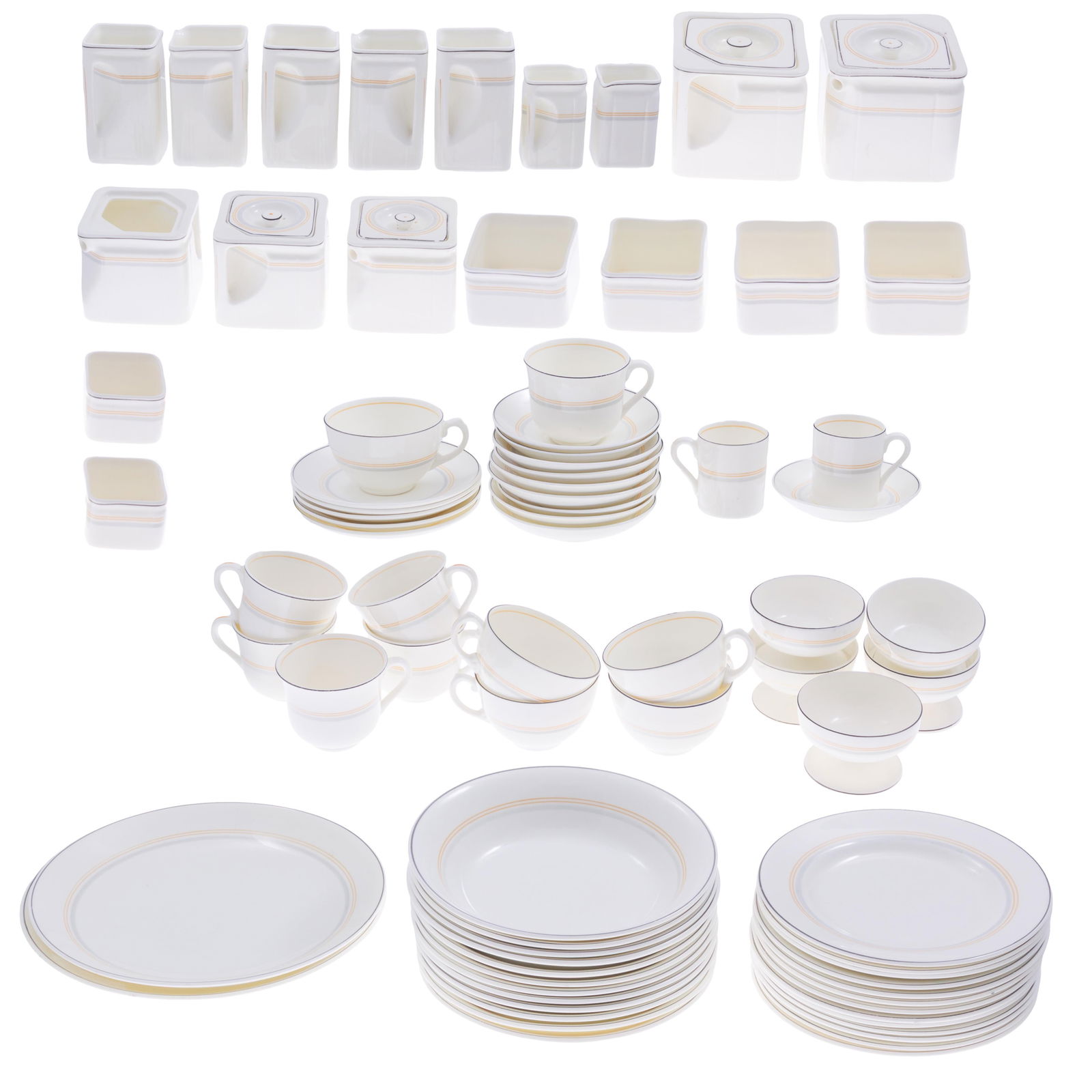 Cunard Steam-Ship Company Bone China: Cunard Steam-Ship Company Bone ChinaThe Art Deco dining service made for the the RMS Queen Mary, sailing weekly from New York to Southampton beginning in 1936.Including;Four 4in cream pitchers (two 's