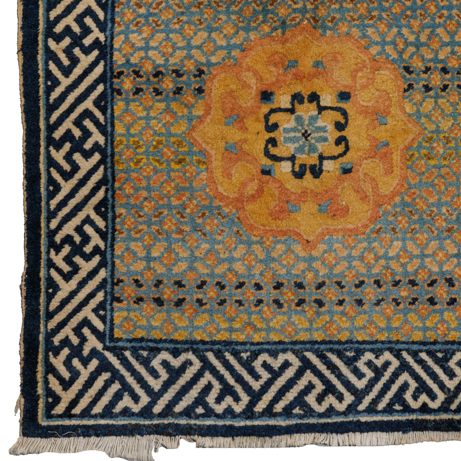 Peking Runner: Peking RunnerThe runner with geometric border framing five rosette medallions28in (72cm) w. 140in (254cm) l.