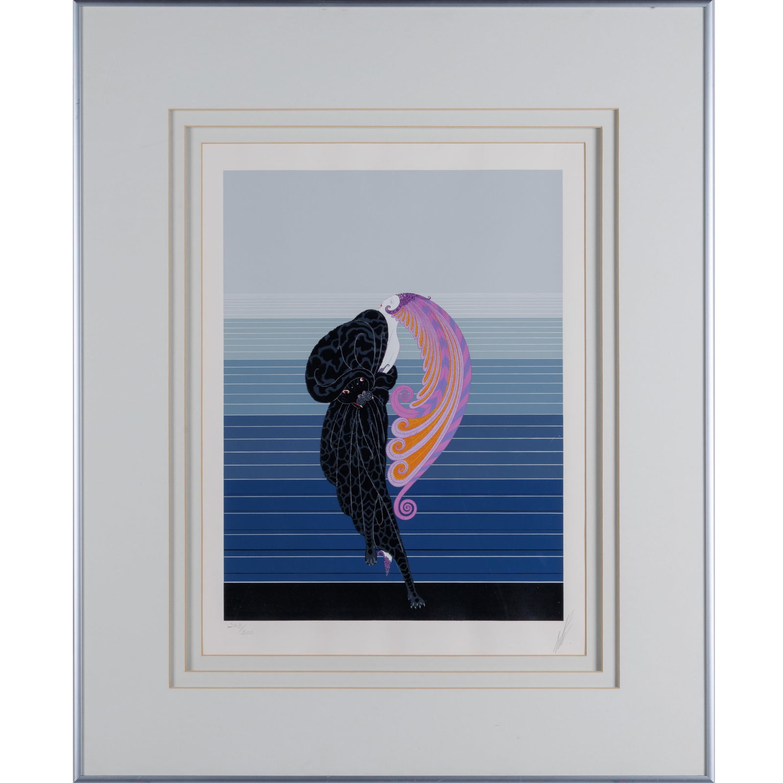 Erte (Romain de Tirtoff) (Russian/French, 1892-1990).: Erte (Romain de Tirtoff) (Russian/French, 1892-1990).Beauty and the Beast, from the series Twenties Remembered Suite, 1977.Color screenprint on wove paper, signed in pencil numbered 263/300, with marg