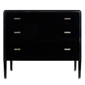 Art Deco Black Lacquer and Chrome Dresser (need better shot of chrome detail)