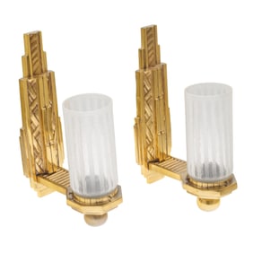 Pair of Art Deco Gilt Bronze Sconces