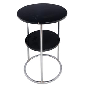 Art Deco Black Lacquer and Chrome Side Table