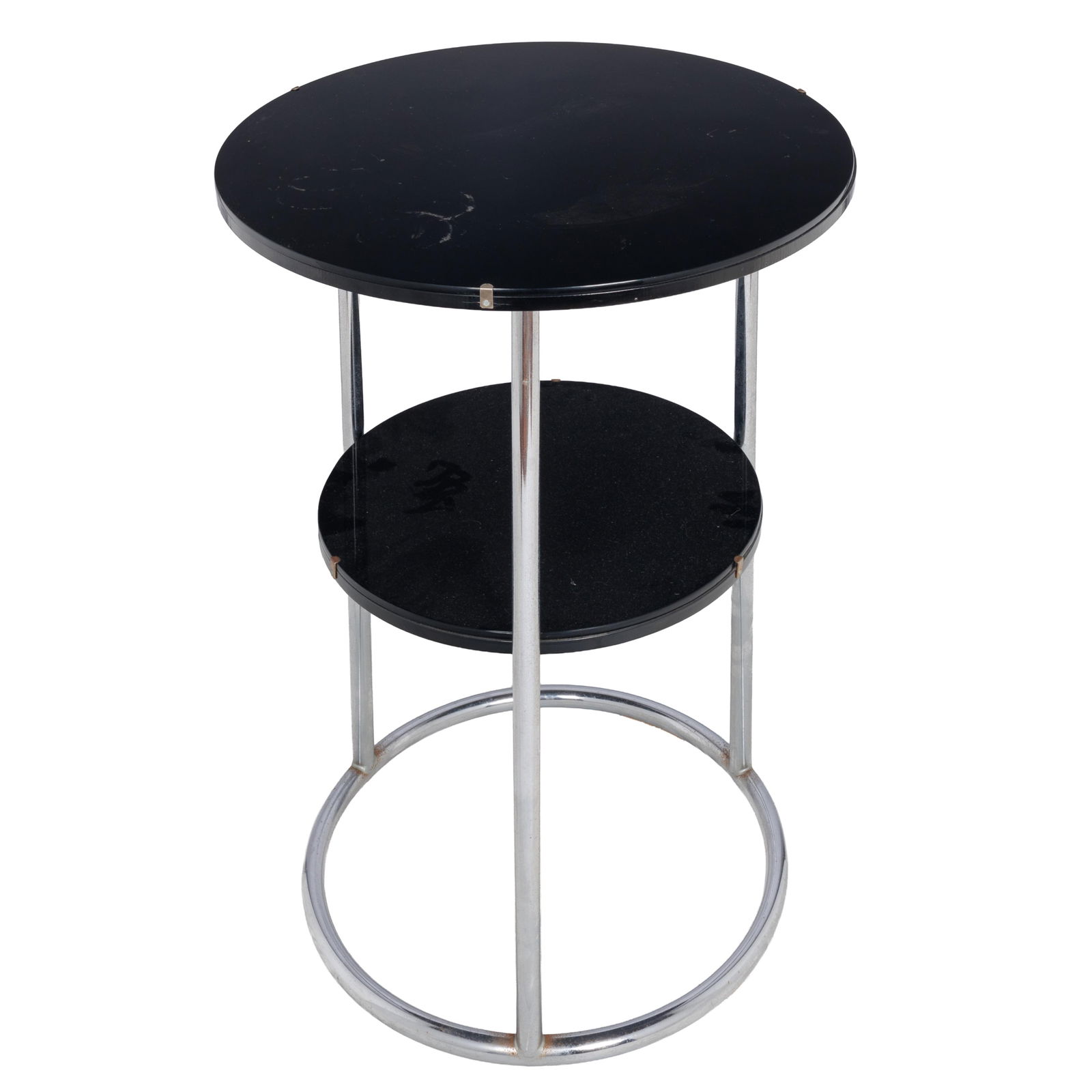 Art Deco Black Lacquer and Chrome Side Table (1 of 4)