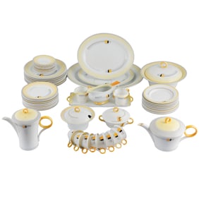 Art Deco Shelley Luncheon China Set, Block and Band Pattern